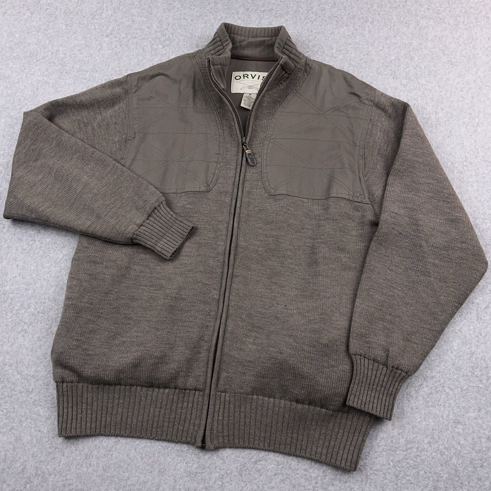 Orvis Ultimate Foul Weather Shooting Sweater Men Medium Full Zip Wool Distressed